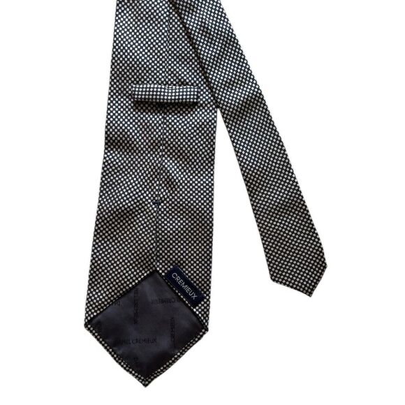 Daniel Cremieux Yellow Black Tie 100% Silk Made in France Polka Dot - Picture 3 of 6